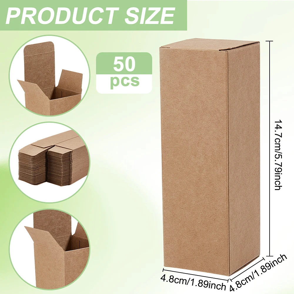 50 Pcs Paper 1.9x1.9x5.8 Inch Rectangular Cardboard Boxes for Birthday Favor Party Favor and Valentine's Day Favor
