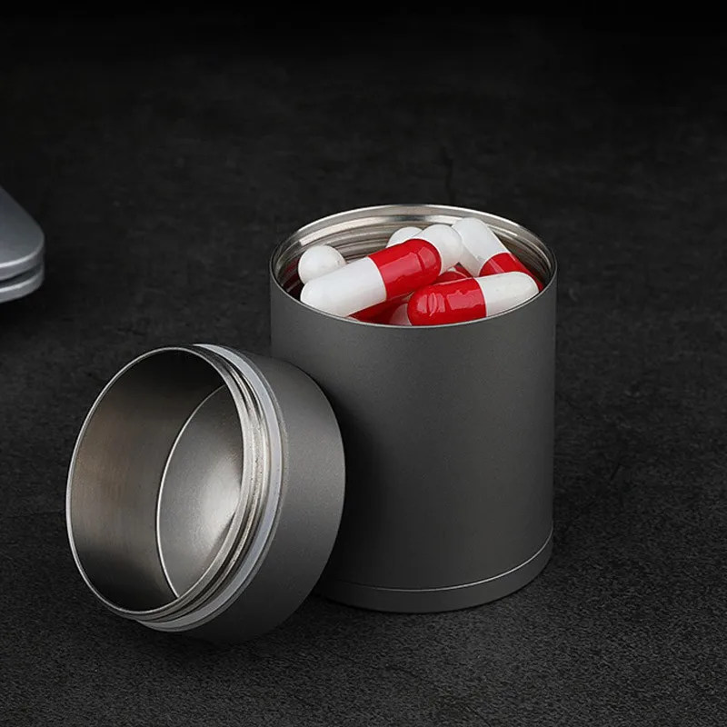 Titanium Alloy Double Lid Airtight Jar Waterproof Capsule Travel Storage Container Tea Can Leaves Sealed Canister Outdoor Tools