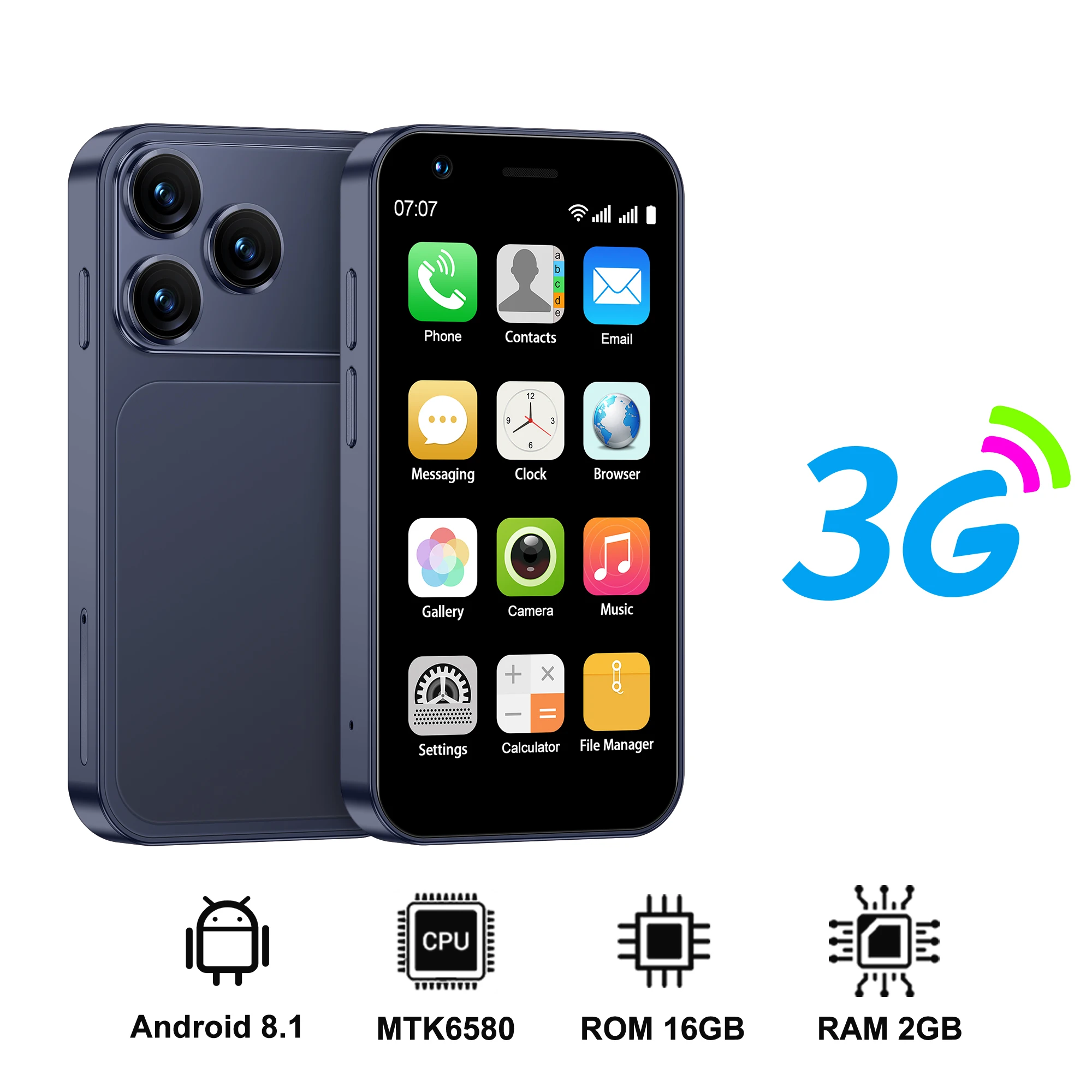 SERVO 18SE MINI 3G Taschen-Smartphone Android-System Google Play 16 GB ROM 2 MP Kamera WiFi Super kleine Smartphones 2 SIM Standby