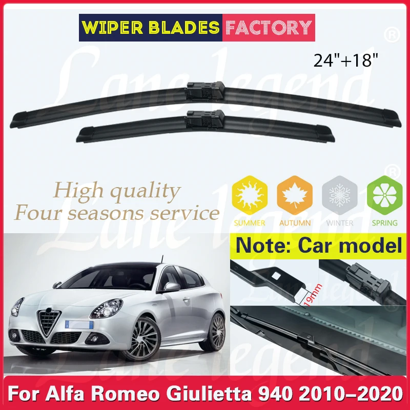 

For Alfa Romeo Giulietta 940 2010-2020 Car Accessories Front Windscreen Wiper Blade Brushes Wipers 2019 2018 2017 2016 24''+18''