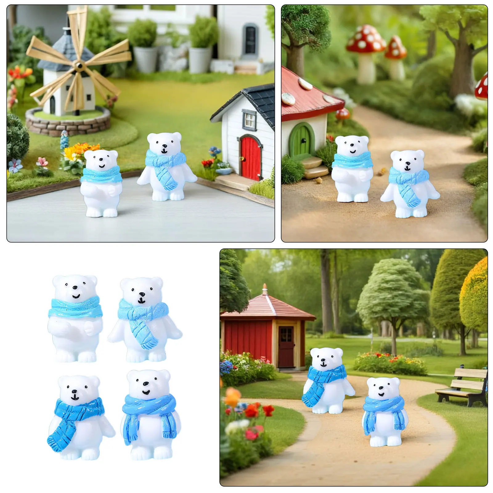 Mini esculturas de oso Polar de resina, decoración realista de animales árticos, bonsái de escritorio, adorno de paisaje de jardín de hadas, 32 Uds.