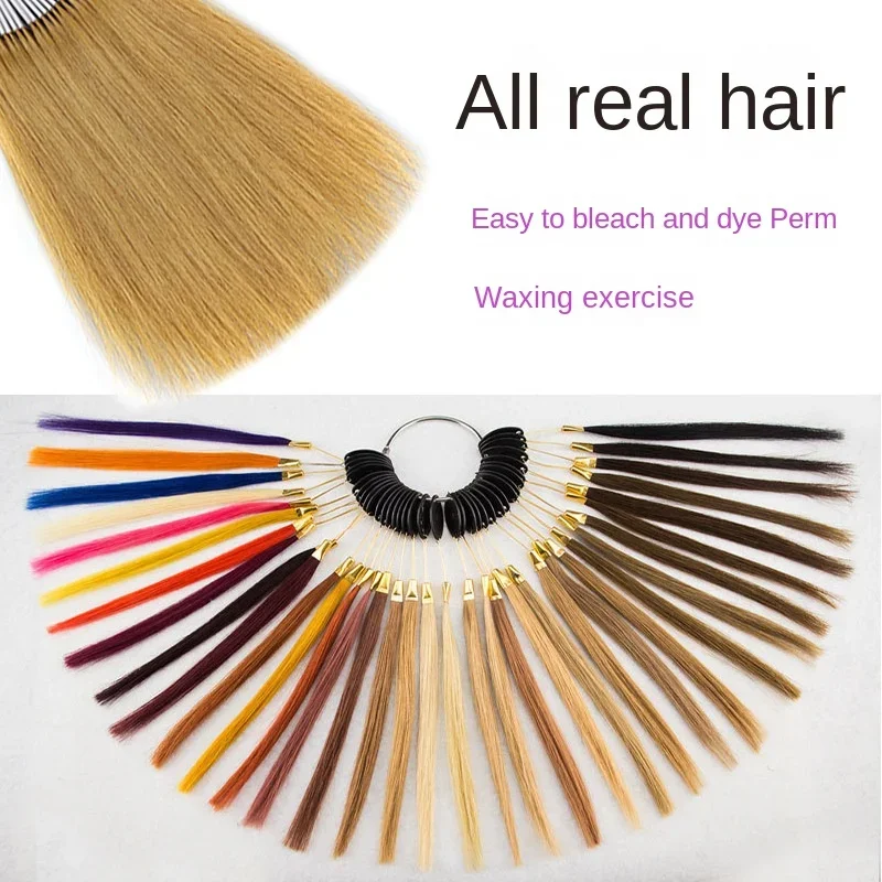 Human Hair Swatch Hair Rings 30pcs Colored Strands for Hair Test Strand Hairdresser Supplies Hair Color Ring Extension