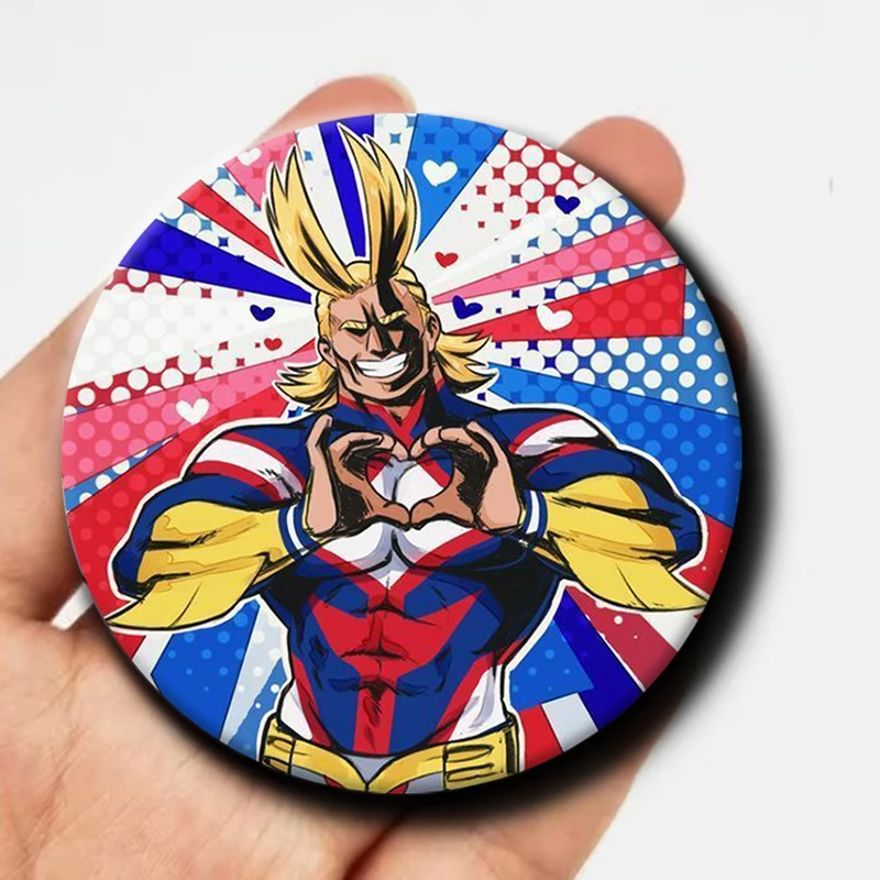 58mm Cartoon Character All Might Soft Button Pin Hero Anime Brooch Creative Badge for Backpack