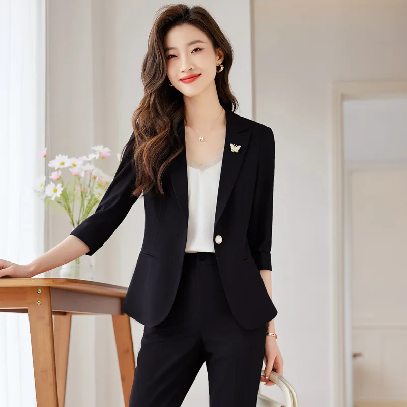 Blazer kecil wanita, Blazer profesional versi Korea baru musim semi 2023, setelan dewi kipas temperamen modis