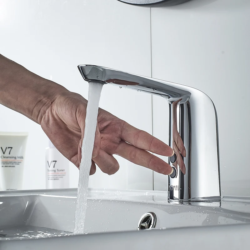 Momali AC DC Durable Touchless Faucet Sensor, Bathroom Basin Automatic Sensor Faucet Sensor Water Tap Smart Wash Basin Faucet