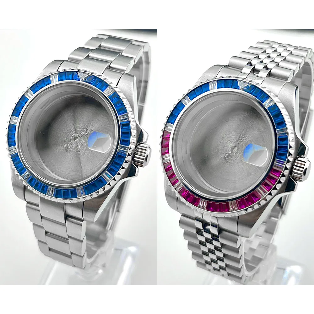 405mm-case-luxury-colored-gemstone-bezel-watches-case-fit-nh35-movement-case-sapphire-glass-watch-box-watch-parts