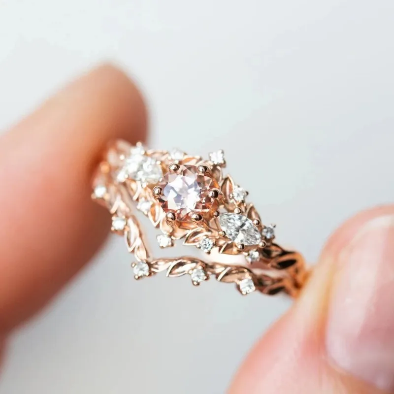 Fresh Style Copper Inlaid Zircon Two-Piece Ring Set, Fashionable Personalized INS Style Finger Rings for Wholesale.