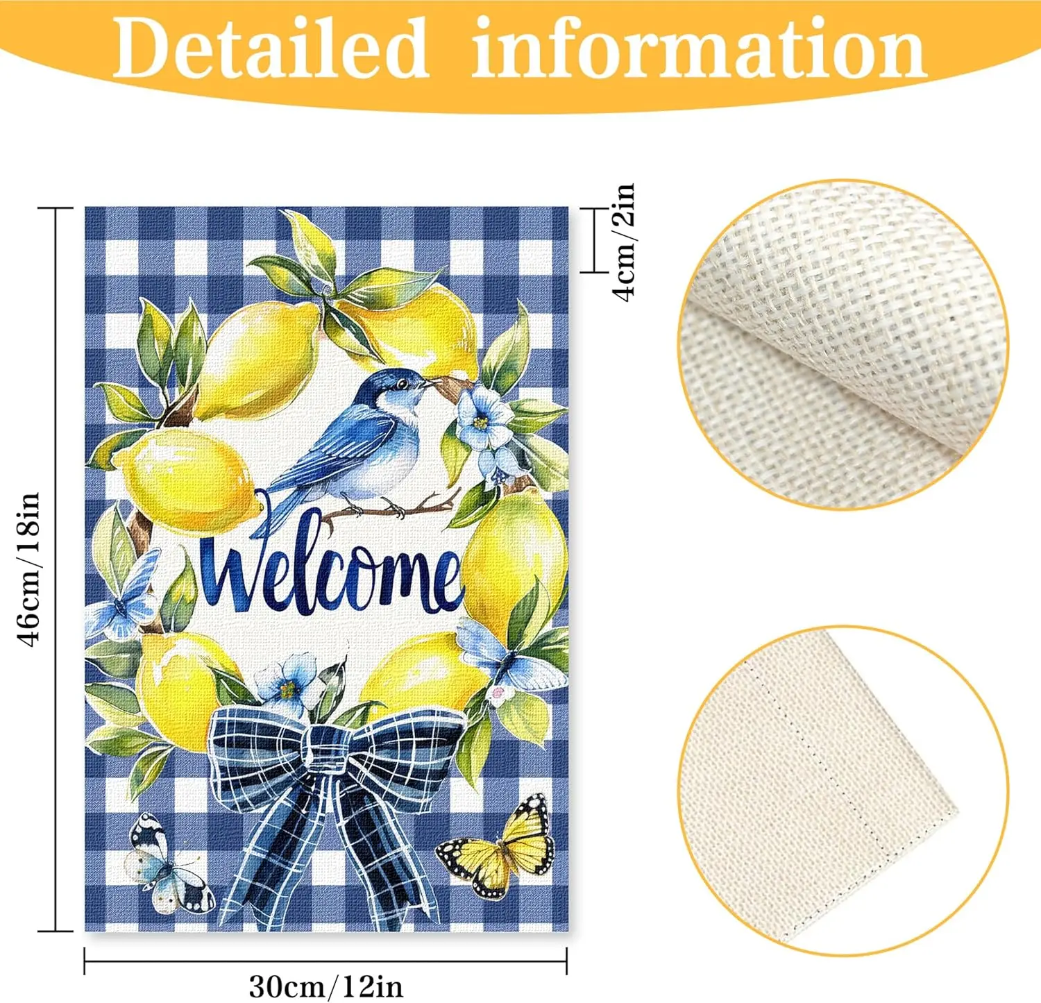 Lemon Garden Flag for Outside, Vertical Double Sided Burlap Welcome Garden Small Yard Flag Home for Decor, Holiday House Sea WZZ