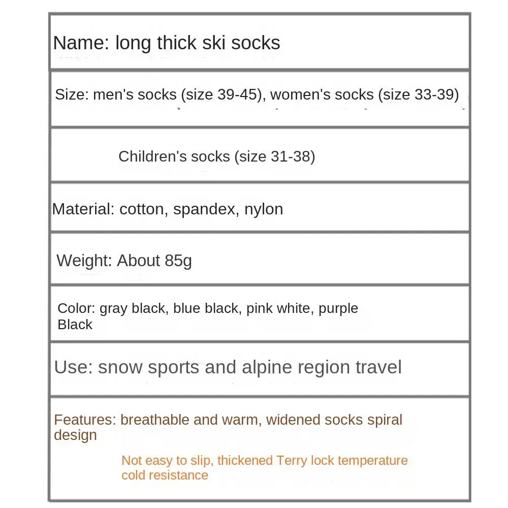 1 Pair of Cotton Blend Ski Socks Warm Breathable Long Tube Hiking Socks Easy Care Durable High Tube Towel Socks Running