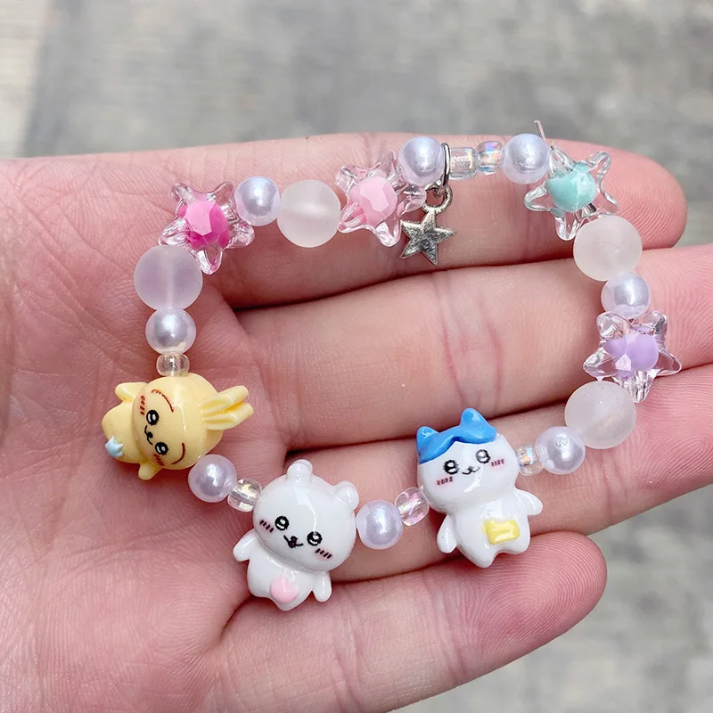 Kawaii Chiikawa Anime Figure Bracelets for Girls Bff Bracelets Bangle Usaqi Anime Figure Beads Bangle Girls Accessories Women