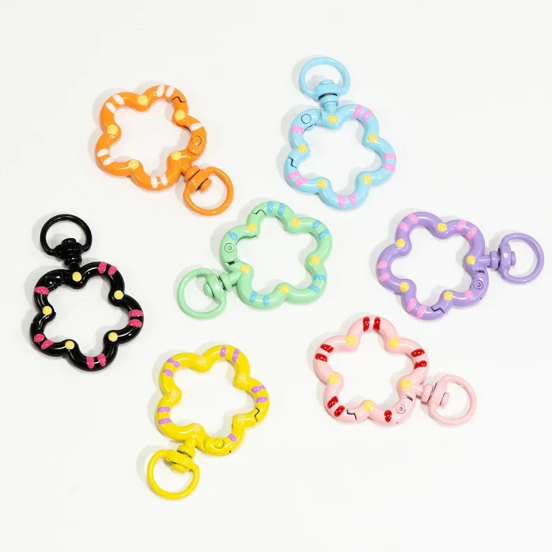 5pcs ดอกไม้โลหะ Lobster Claw Clasps หมุน Lanyard Trigger Snap Hooks สายคล้องสําหรับกระเป๋า Key แหวนเครื่องประดับทํา