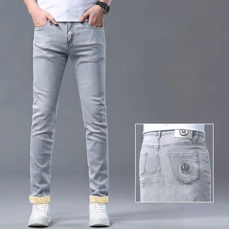

Новые мужские джинсы 2025 года: облегающие, эластичные, с подкладкой, средней посадки, с деталями, для зимы