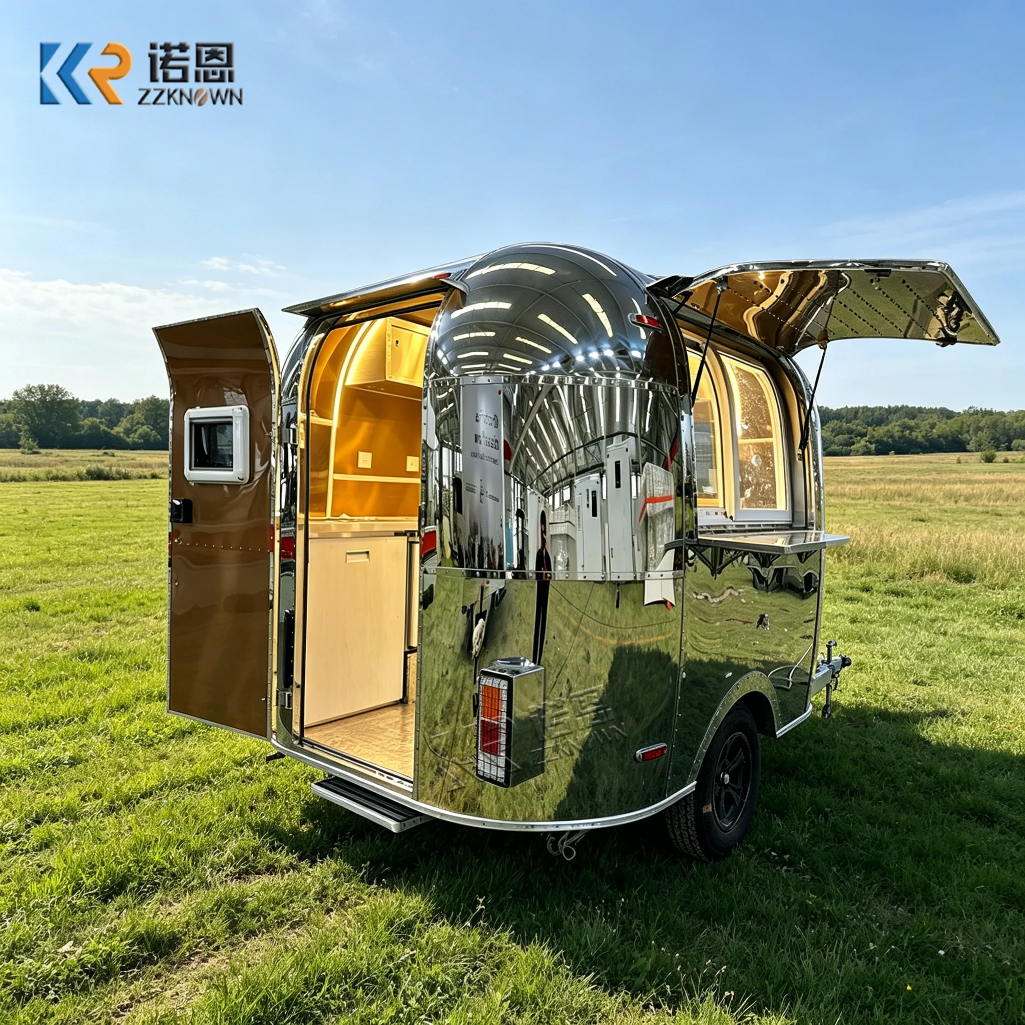 Uk Europe Ice Cream Churros Bbq Coffee Fast Food Trailer Trucks Van Full Kitchen CE COC Certificate