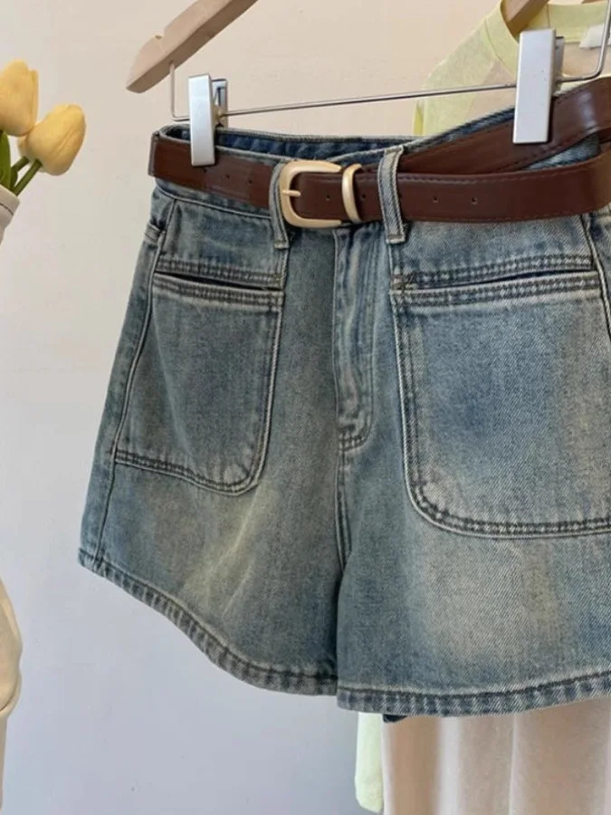 

High Waist Wide Leg Jeans Shorts Women's Summer Thin Loose A-Line Short Pants Slimming Trendy Casual Denim Shorts