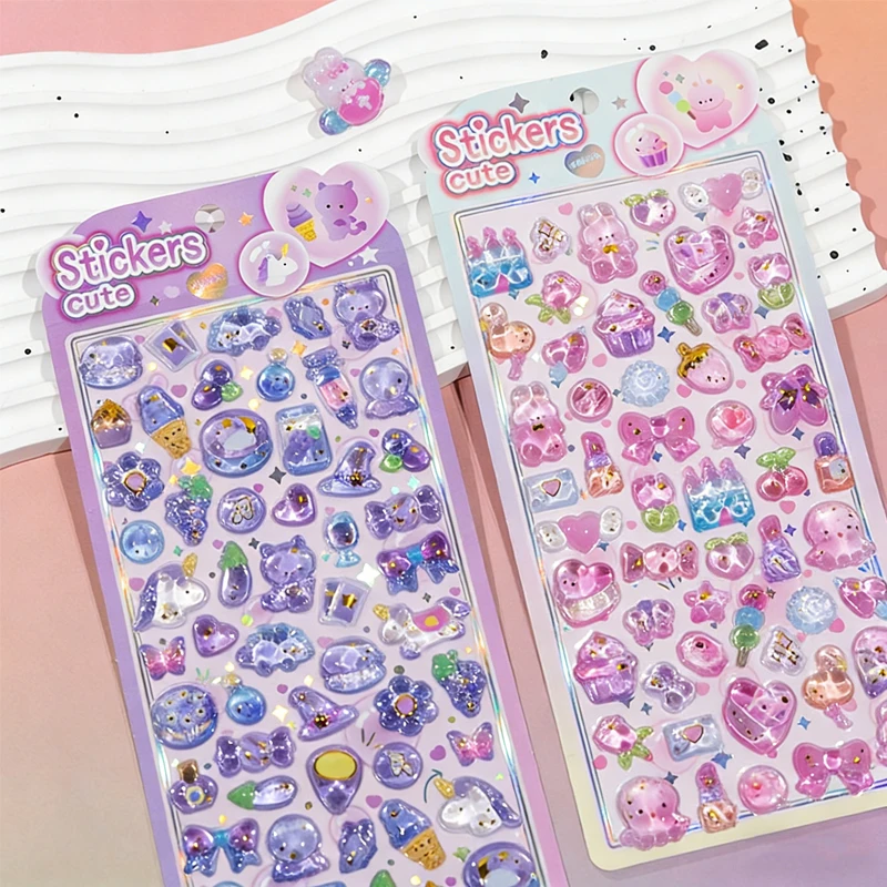 

Бумага, 4 стиля, мечтательный кролик, хрустальные наклейки-тисненая пена, 3D-дизайн, эстетический декор журнала, креативные канцелярские принадлежности с наградами