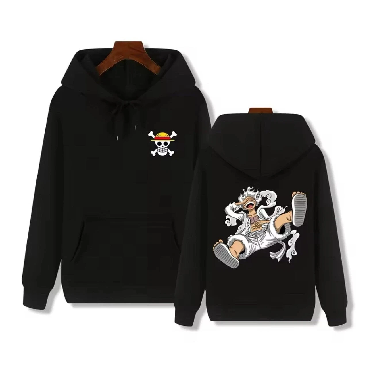 Anime One Piece ‌ Hoodie Pria Pola Cetak Luffy Nyaman Uniseks Kebesaran Musim Gugur dan Musim Dingin Kaus Jalanan