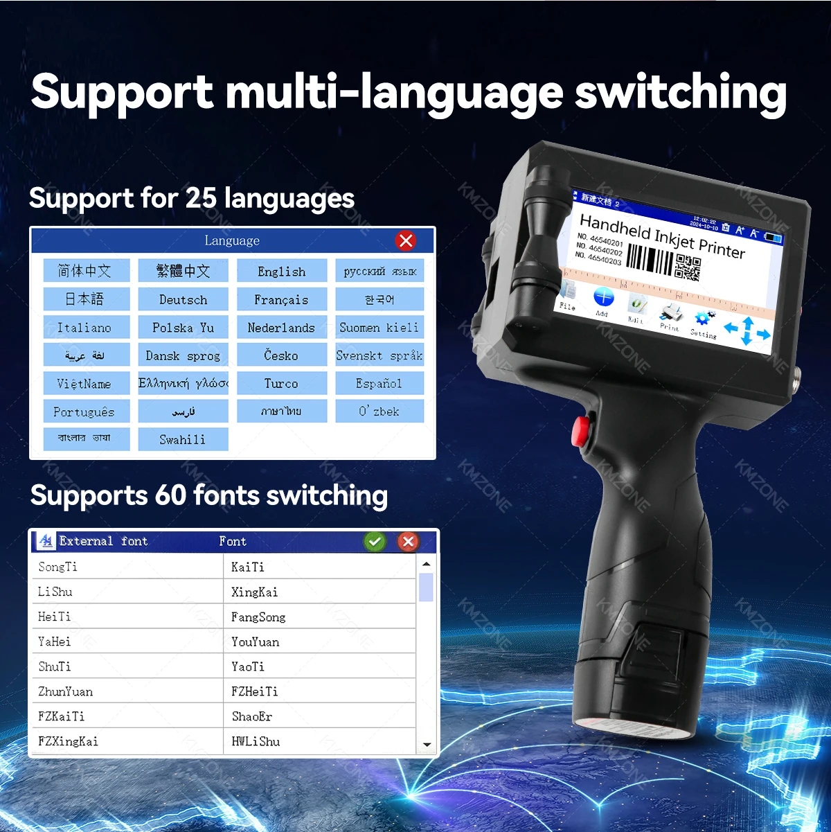 25.4mm Label Printer Handheld Inkjet Printer QR Bar Batch Code Date Number Logo Expiry Date Coding Machine Fast-drying Cartridge