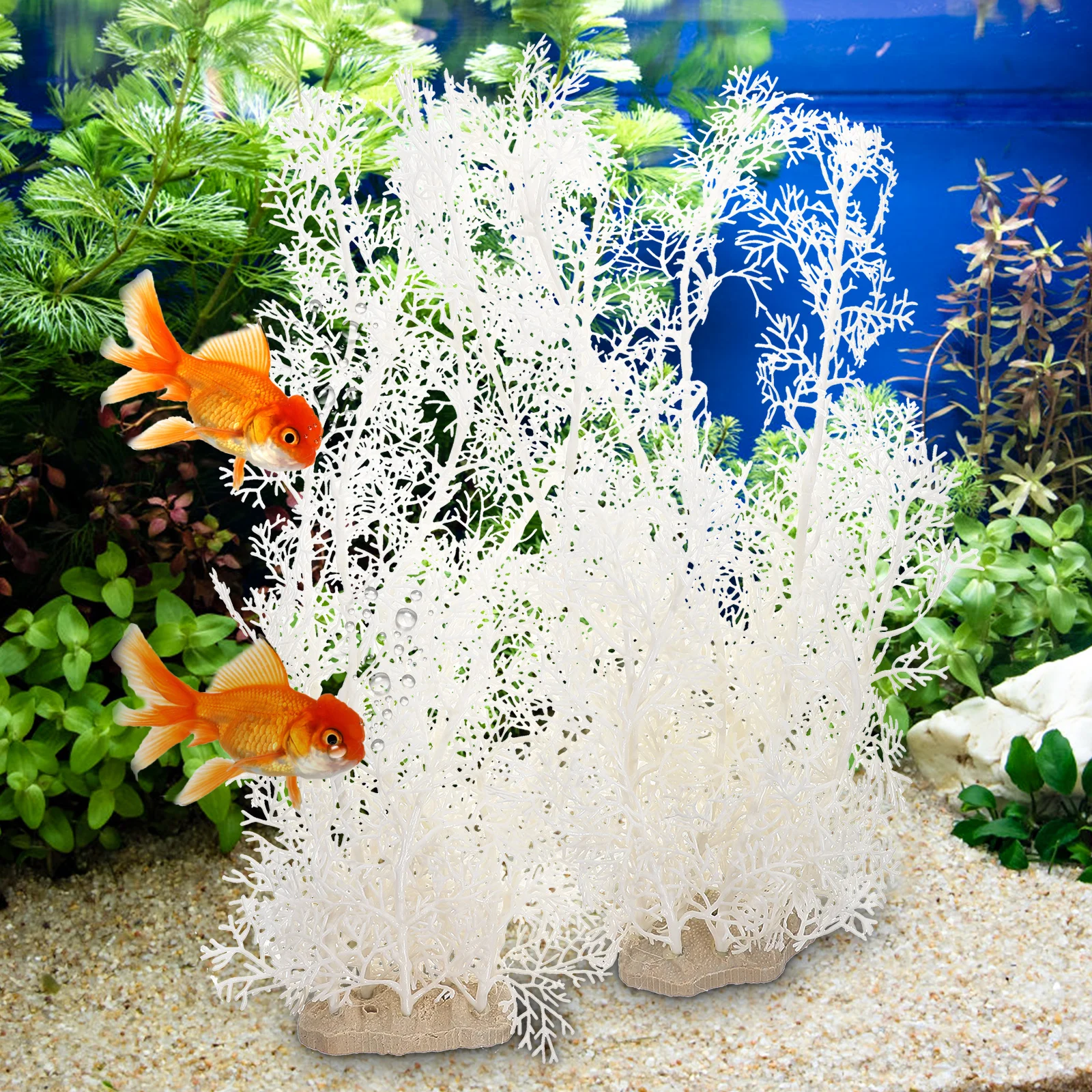 

2pcs White Small Artificial Fish Tank Plants Plastic Aquatic Succulent Ornaments Decoration Reptile Terrarium Landscape Aquarium