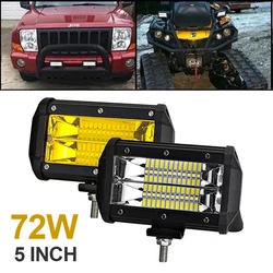 5inch 72W Yellow LED Light Bar Offroad White 12V 24V Amber LED Work Light for 4X4 UTV Boat Auto Truck Car LED Bar Fog Lights