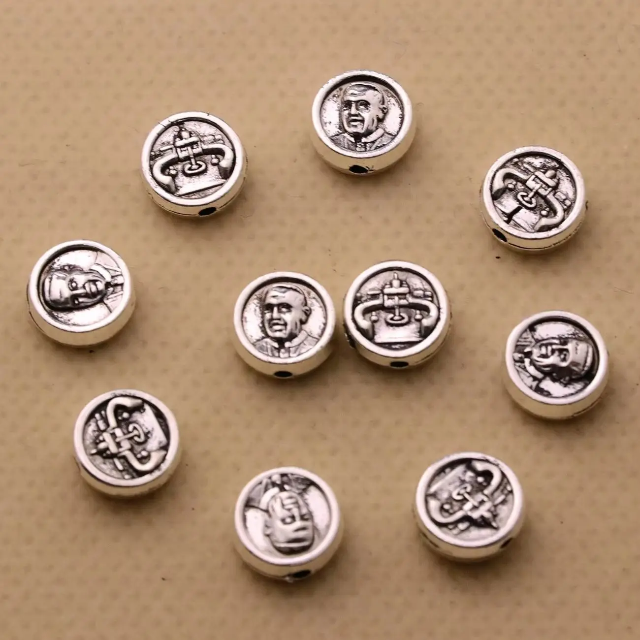 

50Pcs Patron Saint Padre Pio Spacer Beads Tiny Catholic St. Padre Pio Loose Beads for Jewelry DIY Making Accessories