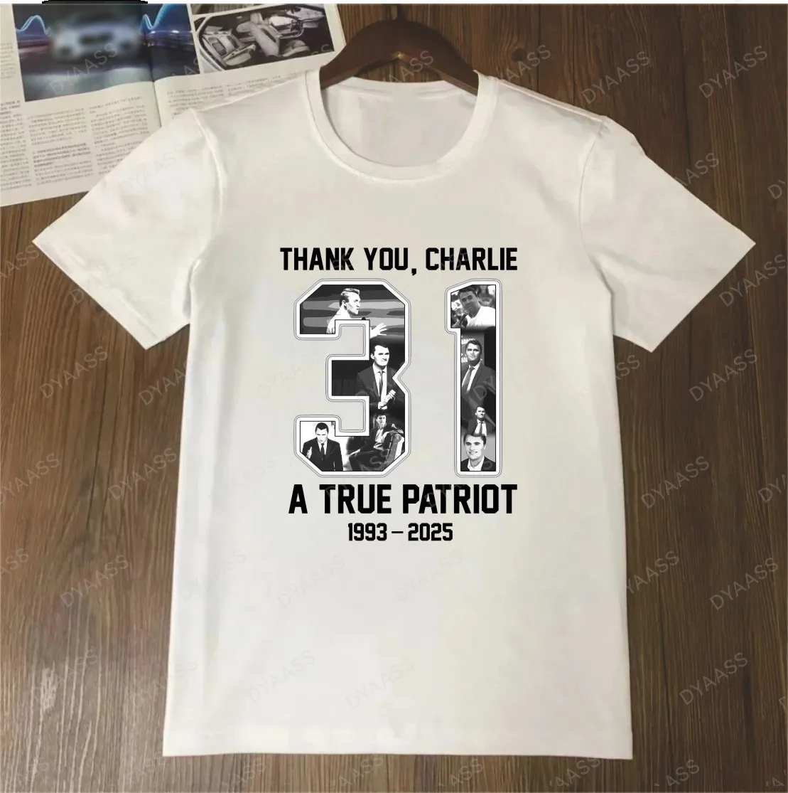 伝説のチャーリー・カーク Tシャツ 半袖 ピュアコットン ストリートスタイル 人権をテーマにしたトップ ラウンドネック ユニセックス オーバーサイズサイズ