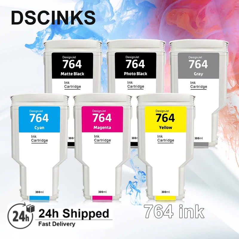 خرطوشة حبر متوافقة 764 لـ HP 764 متوافقة مع طابعة HP DesignJet T3500 مع حبر وشريحة 300 مل