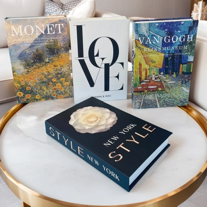 Monet Luxury Fake Books Interior Decoration Open Decorative Books Storage Box Bauhaus Boho Ornaments Coffee Table Shelf Decor