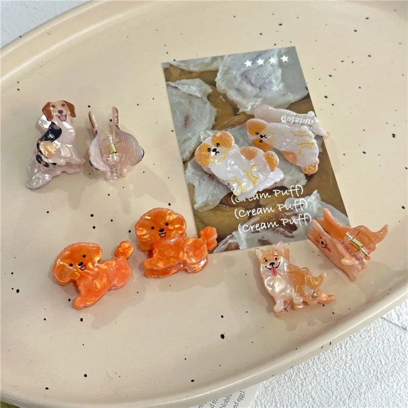 2 stks/partij Cartoon Fun Animal Kleine Grab Clip Imitatie Corgi Franse Bulldog Shiba Inu Honden Pony Klauw Leuke Vrouwen Haaraccessoires