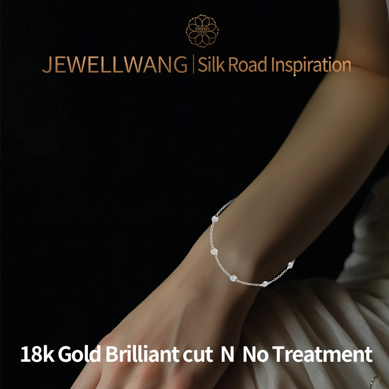 

JEWELLWANG Seven Nights Настраиваемый браслет из белого золота 18 карат с выращенными в лаборатории бриллиантами Роскошный нишевый нежный звездное небо в стиле Хепберн