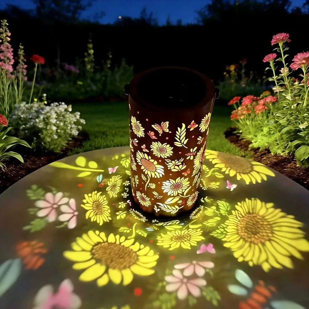 Waterproof Solar Sunflower Garden Light Iron Material Hanging Outdoor Landscape Lamp Projection Feature Solar Powered