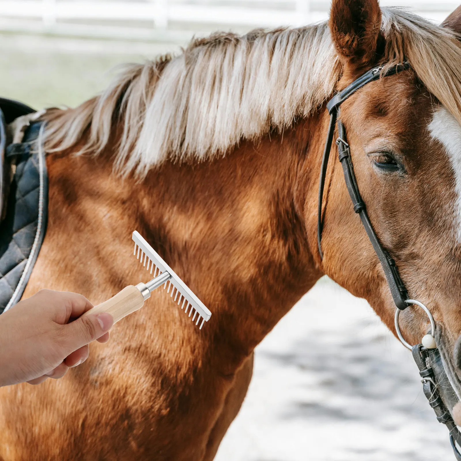 

Эргономичная деревянная расческа-грабли для груминга лошадей, собак, коров, ослов и другого скота, инструмент для удаления подшерстка и распутывания колтунов