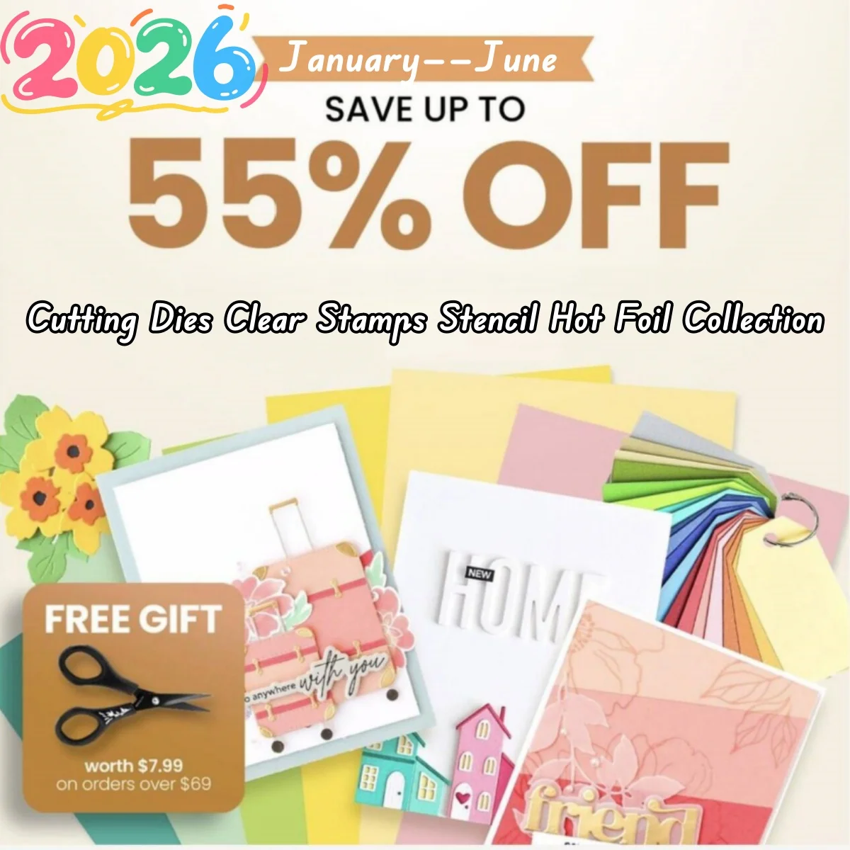 

New 2026 Collection Metal Cutting Dies Clear Stamp Stencil Hot Foil for DIY Decorating Scrapbook Paper Card Album Clearance Sale