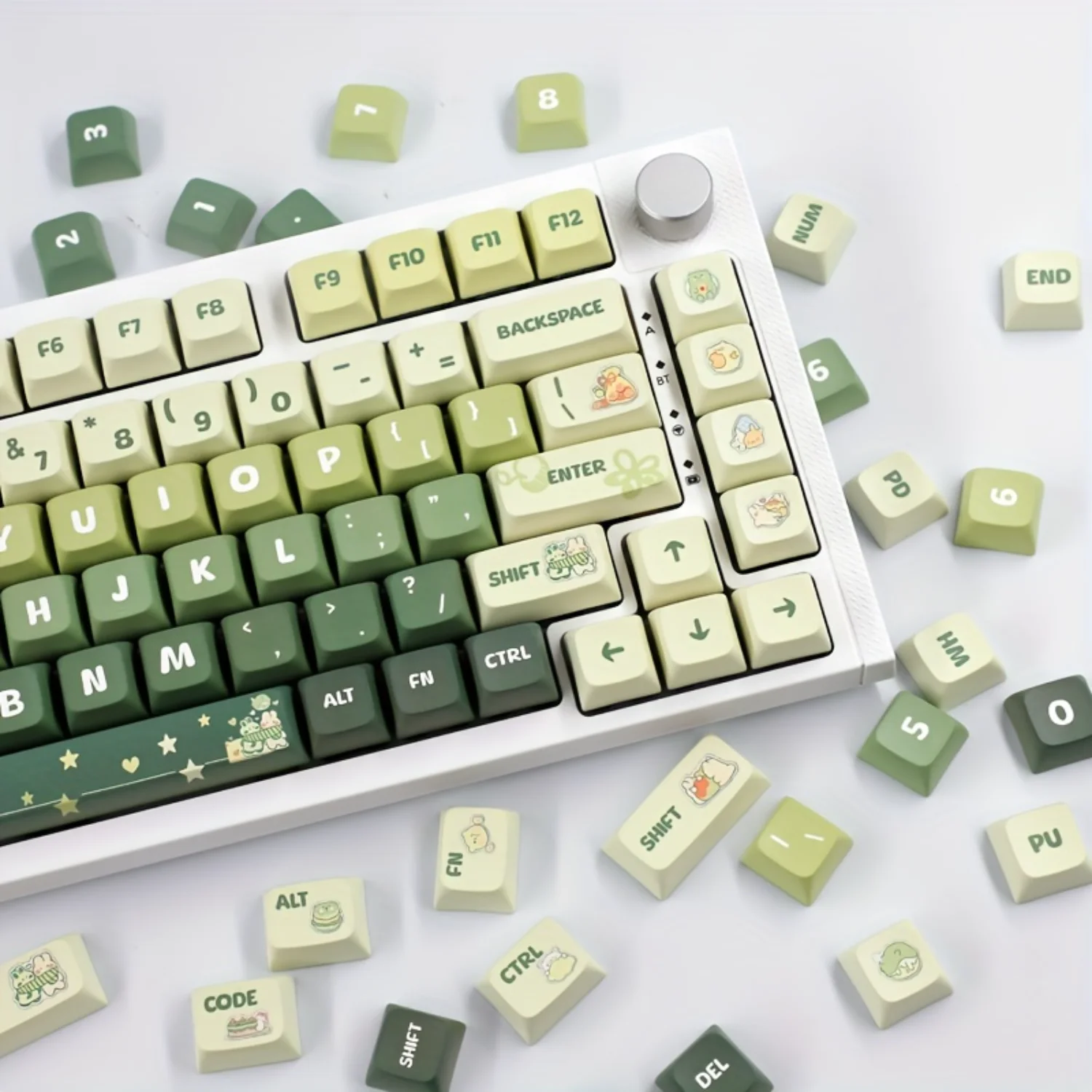 

133 Keys Light Green Keycaps PBT Thermal Sublimation XDA for 61/64/68/75/84/87/96/98/100/104/108 Mechanical Keyboards