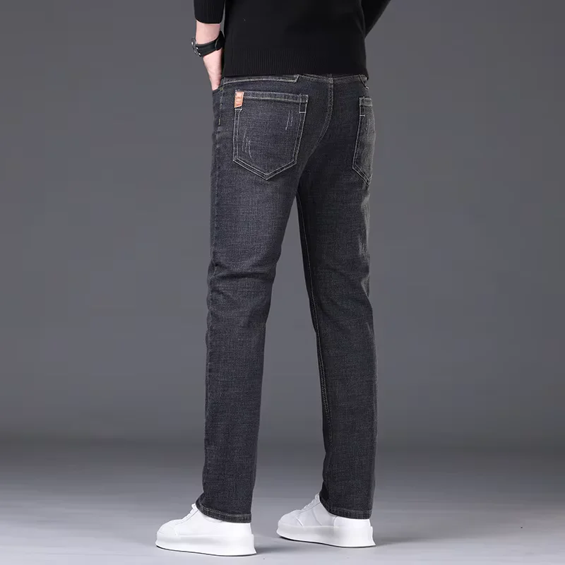 2025 New Autumn Classic Men's Fitted Stretch Jeans High-end Blue Black Casual All-Match Pants Straight Leg Men's Pants