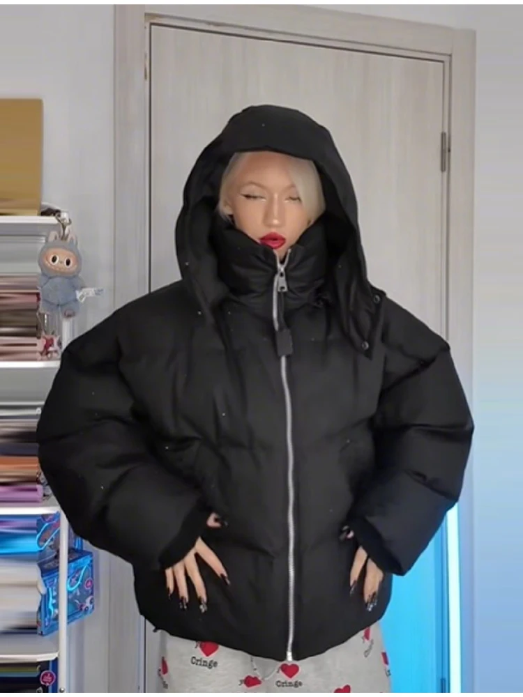 Chaqueta de algodón elegante a la moda con cremallera holgada informal versátil ropa de abrigo elegante tendencia de invierno ropa de calle clásica para mujer