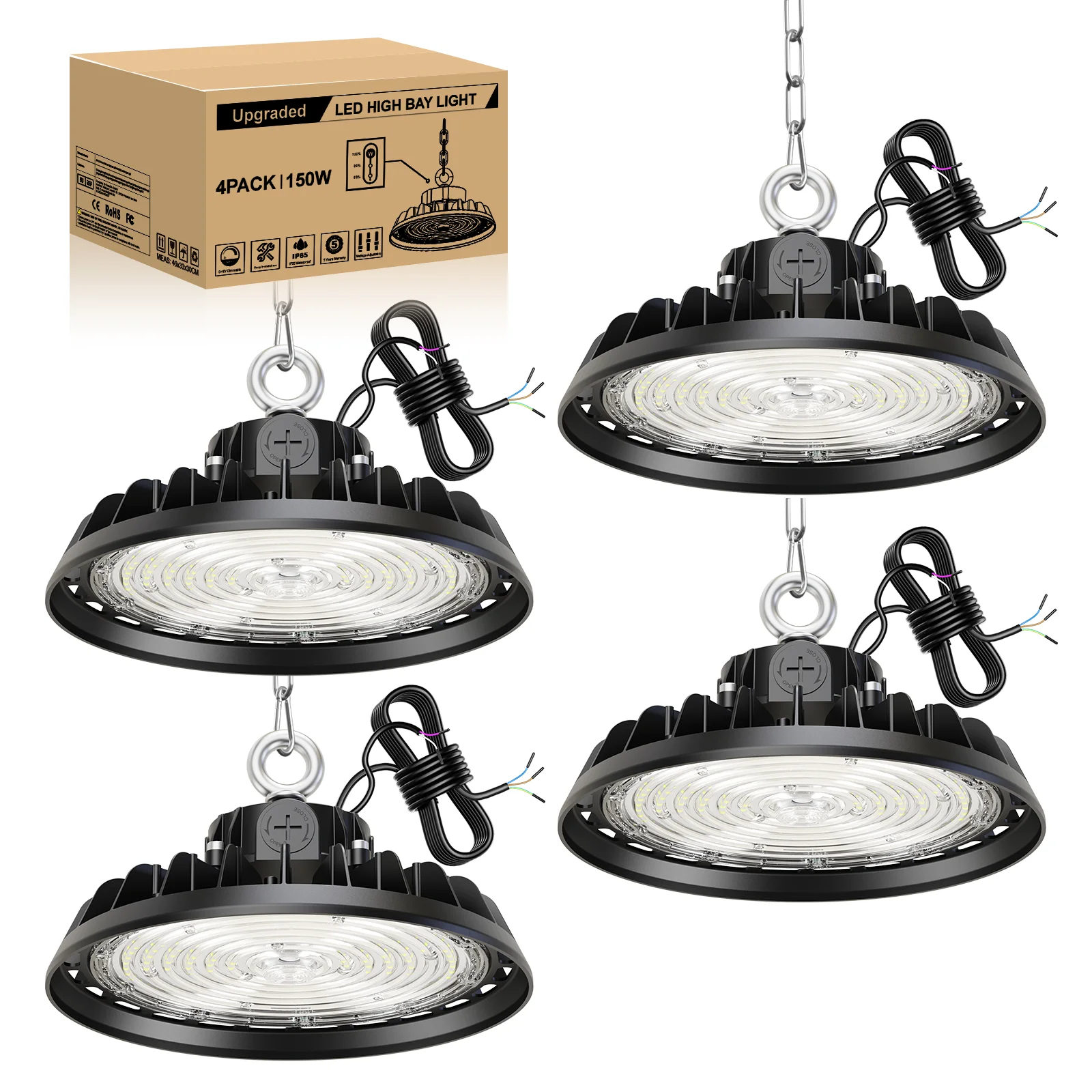170lm/w 150w 6000K lighting 3 color temperature switchable 50000 hours UFO