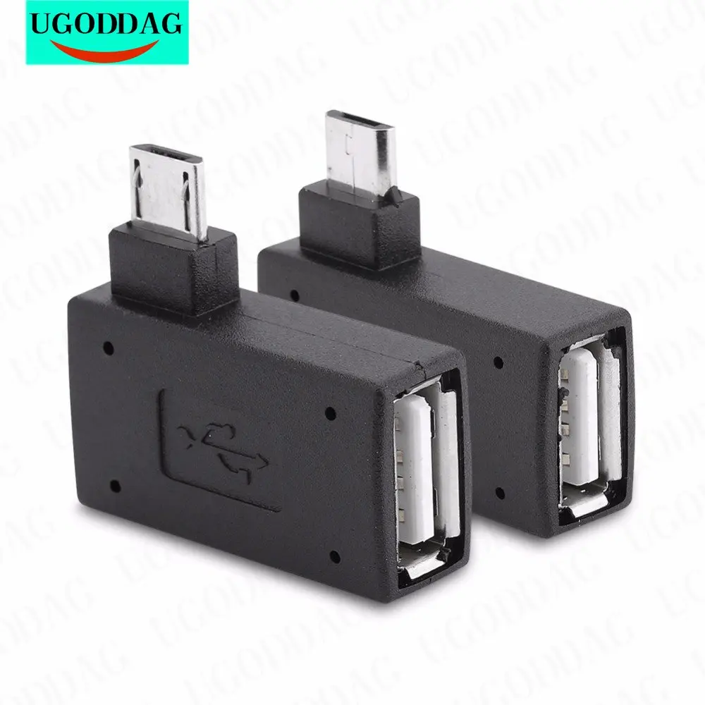 Micro Adapter USB 2.0 Female to Male Micro OTG Power Supply 2018 Port 90 Degree Left 90 Right Angled USB OTG Adapters