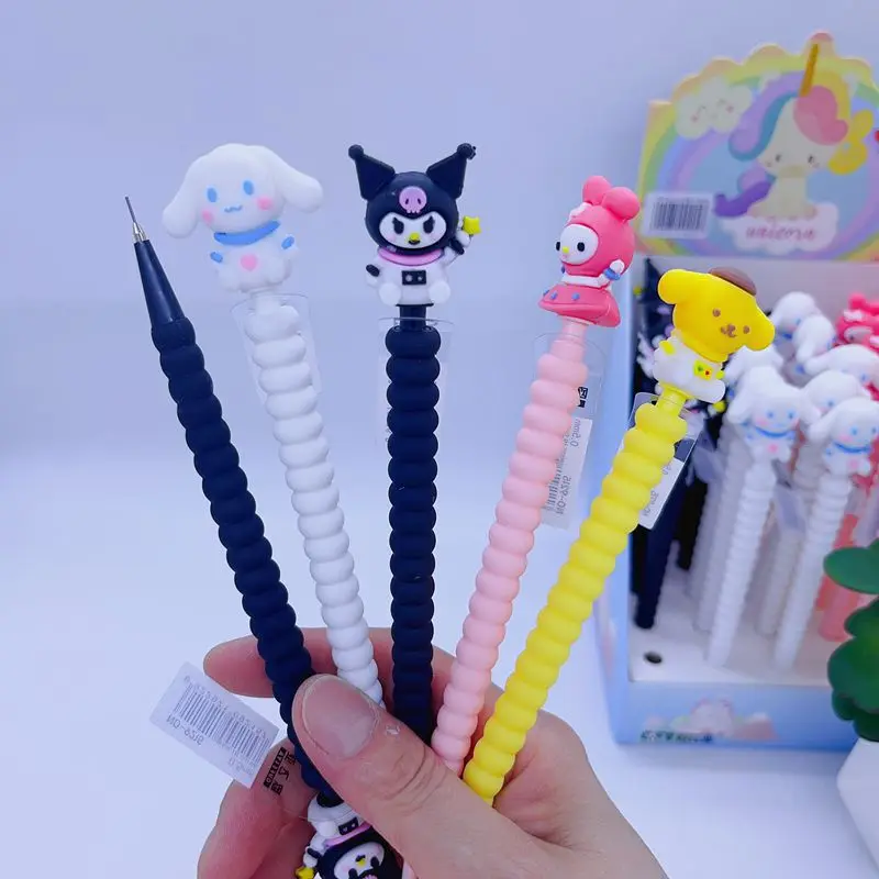 12/36pcs Creative Cartoon Kuromi Cinnamoroll My Melody Silicone Mechanical Pencil Cute Girl Heart Students Write Pencil Children