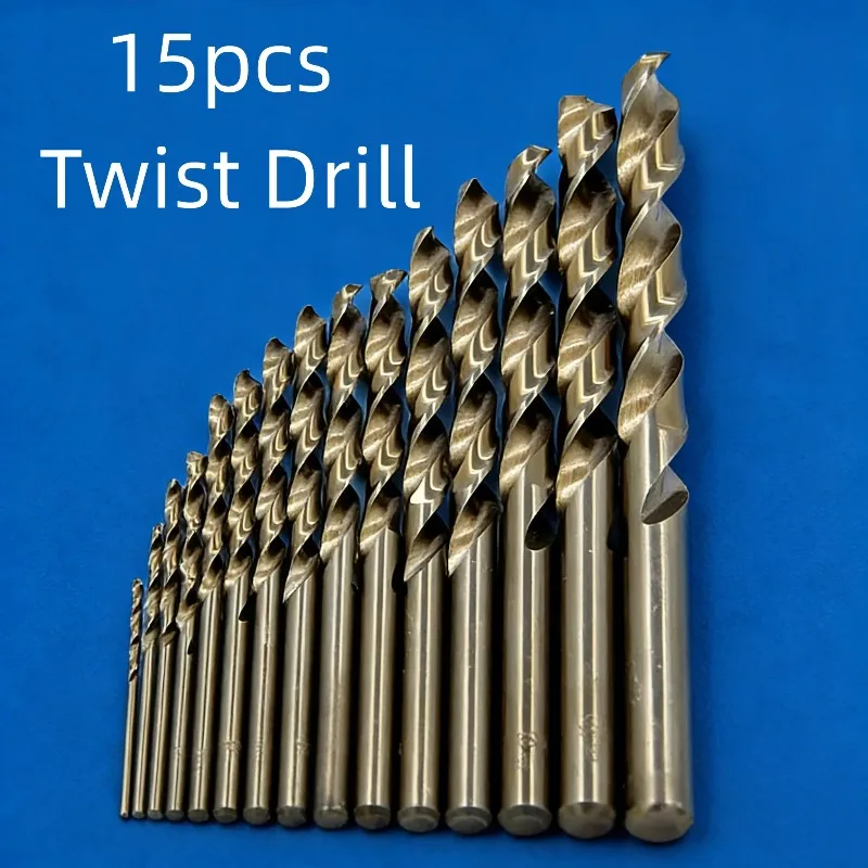 

Набор из 15 сверл M35 из быстрорежущей стали с кобальтом, прямым хвостовиком, 1.5-10 мм, для высокоскоростного сверления отверстий