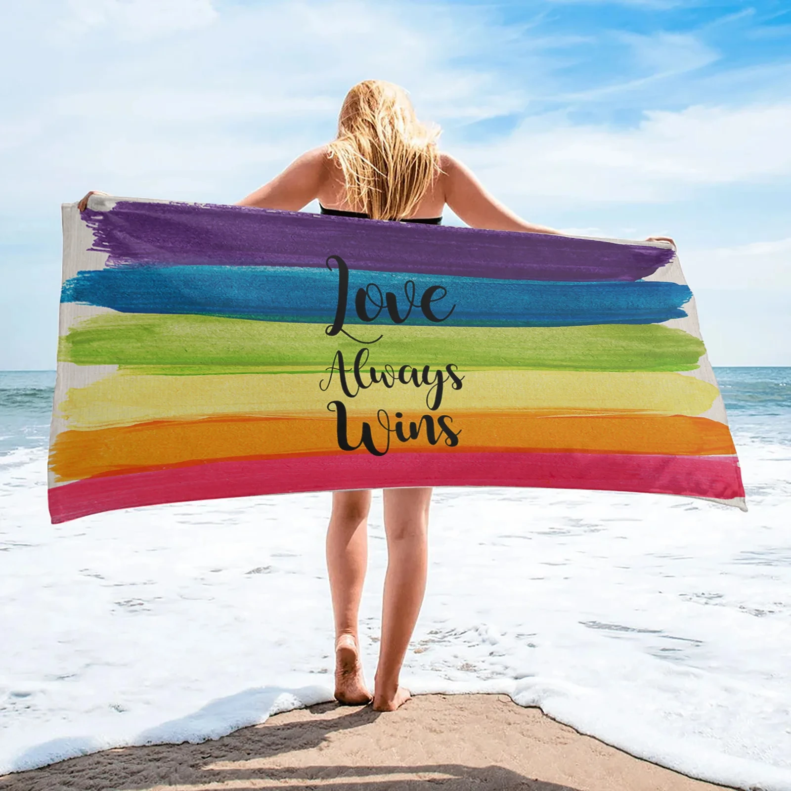 Rainbow Stripes Beach Towel Luxury Quick-dry Microfiber Pride Bath Towel Yoga Mat Sand Free Camping Travel Sport Swimming Towels