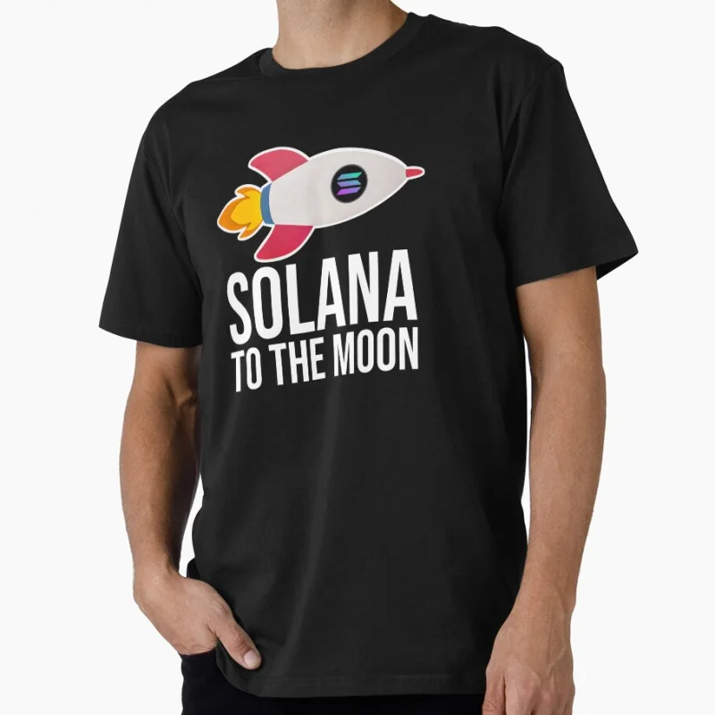 

Solana SOL HODL Coin To The Moon Crypto Token Cryptocurrency Blockchain Gift T shirt for man Large size Tops mens printed tee