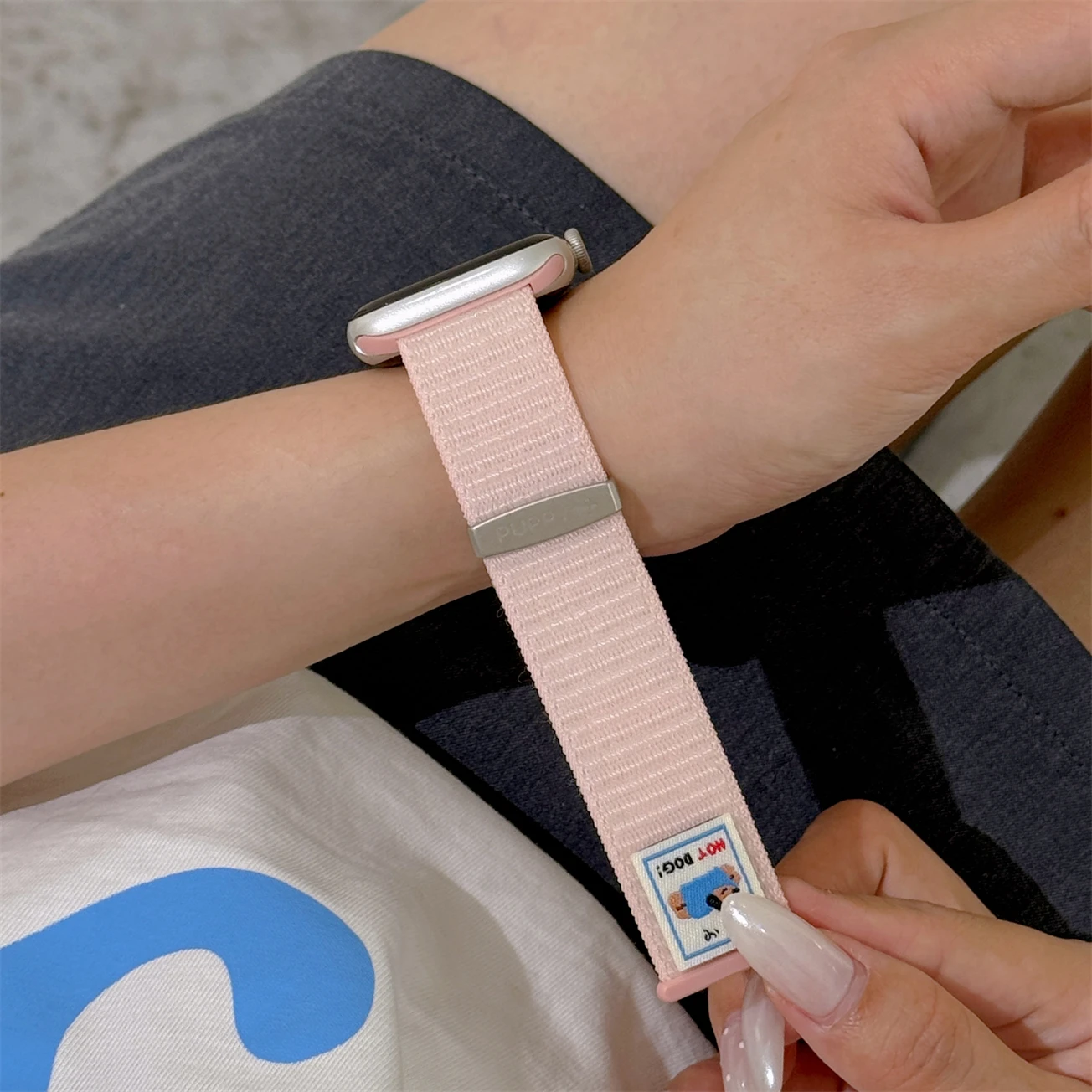 Pulseira de nylon monstro dopamina para iwatch 46mm 49 45mm 44 38 40mm, pulseira fofa ajustável para apple watch 11 10 9 8 7