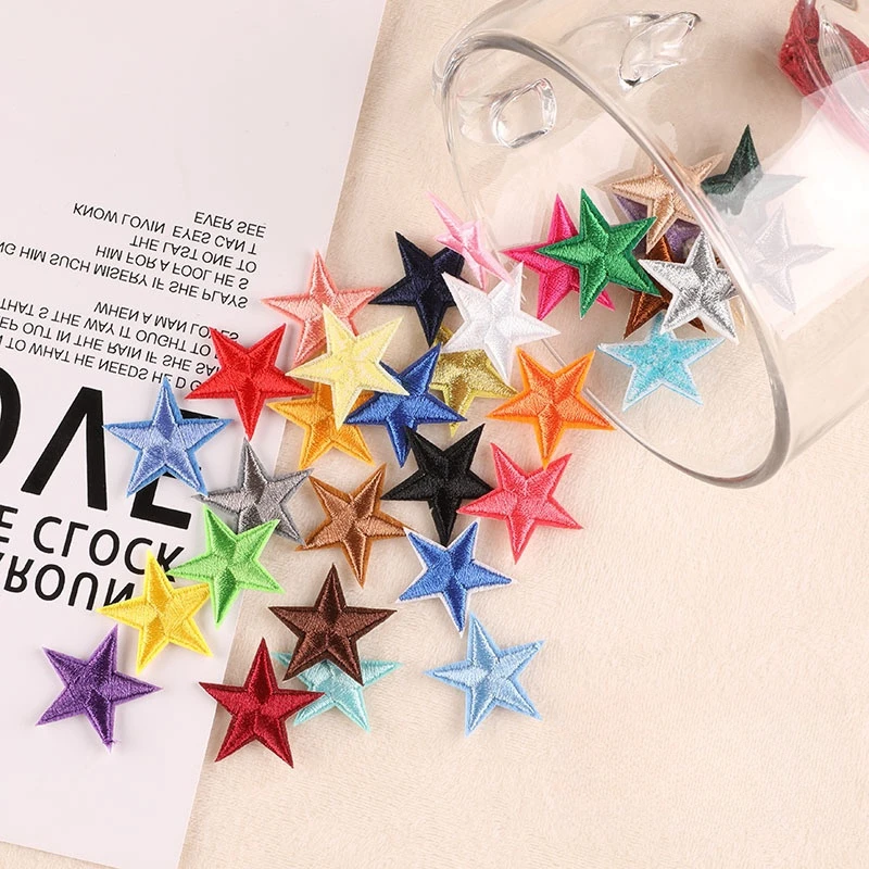 20 Stück/Set 2,9 cm Mini-Fünfzackige Stern-Aufnäher zum Aufbügeln, Gestickte Stoff-Pentagramme für DIY-Bastelarbeiten, Applikationen und Nähzubehör – Detail 5