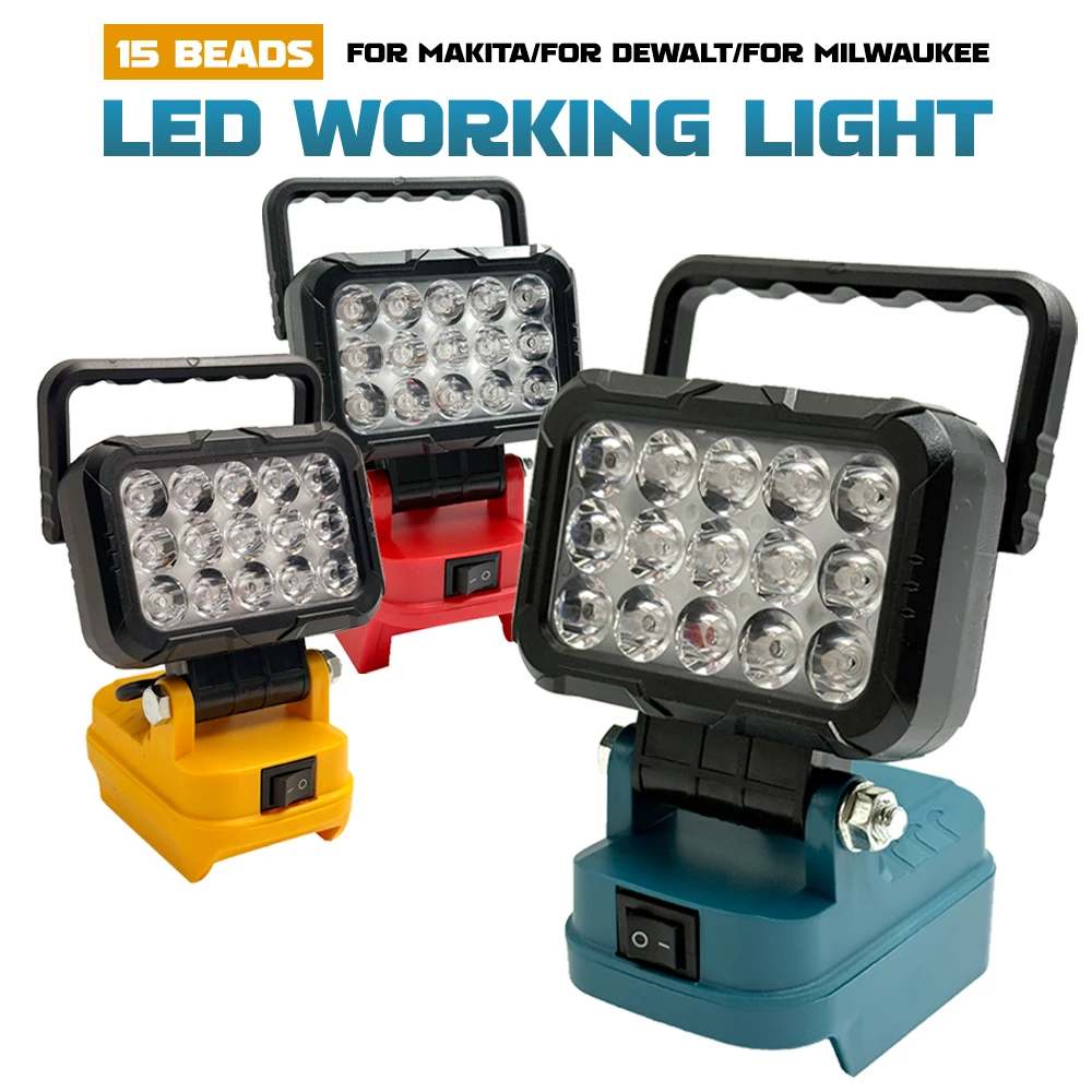 Power Tool Parts For Makita For Milwaukee For Dewalt 18V Li-ion Battery LED Work Lights Outdoor Lamp Hand Lantern Spotlight