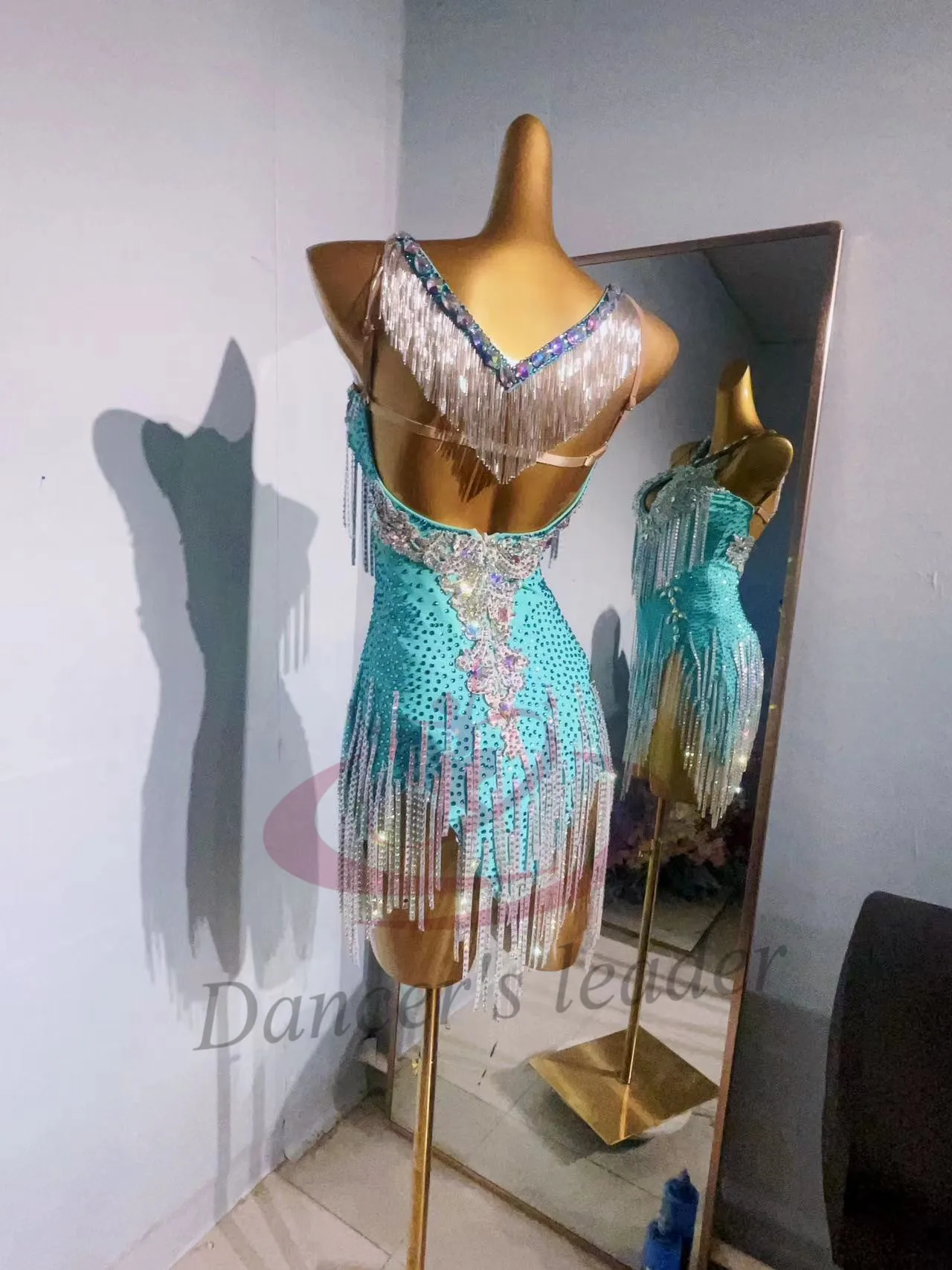 Danza latina Samba National Standard Dance Competition abbigliamento High-end Custom Full Diamond Sling Standard Performance Dress