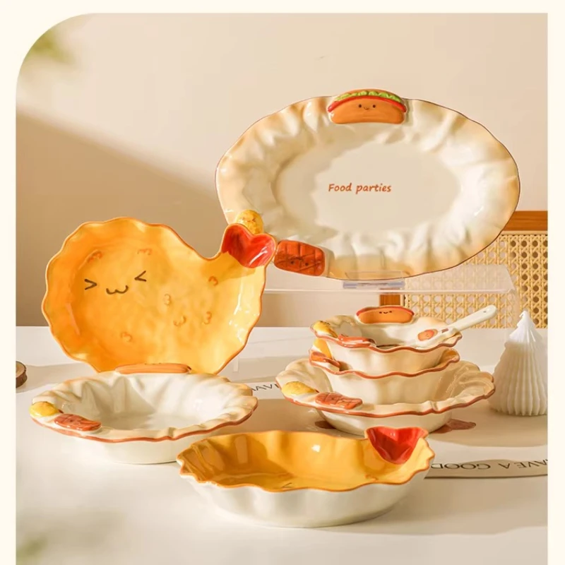 

LMM household beautiful dinner plate breakfast fruit plate plate good-looking underglaze tableware