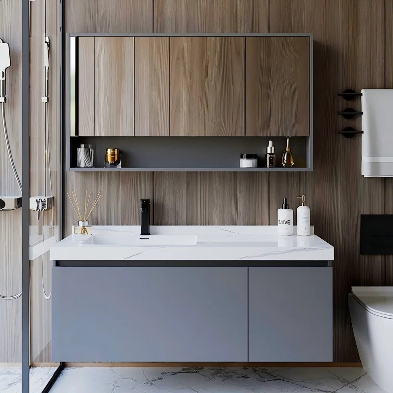 

Изготовленный на заказ высококачественный современный дизайн, настенный набор для ванной комнаты с умывальником, мебелью для раковины и туалетным столиком.