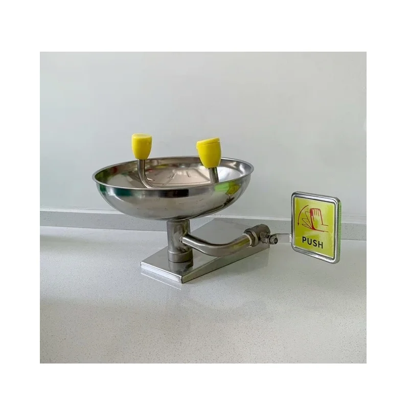 Eco Friendly Wall Attached Pure Steel Modern Eyewash System for Water Quality Lab Plant Furniture