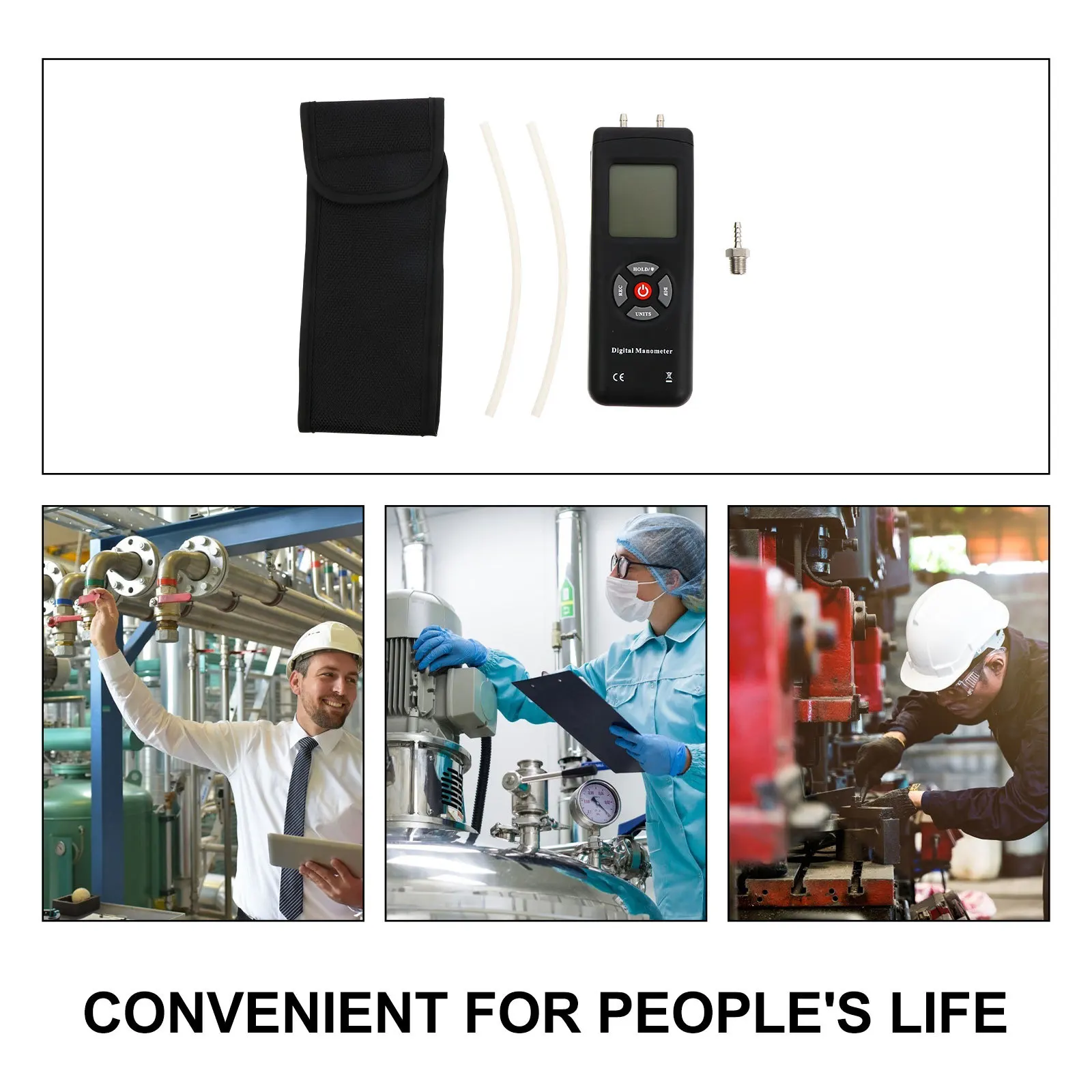

Handheld Differential Pressure Gauge Digital Manometer Dual Port Maximum Minimum Average Pressure Meter Large Backlit Display