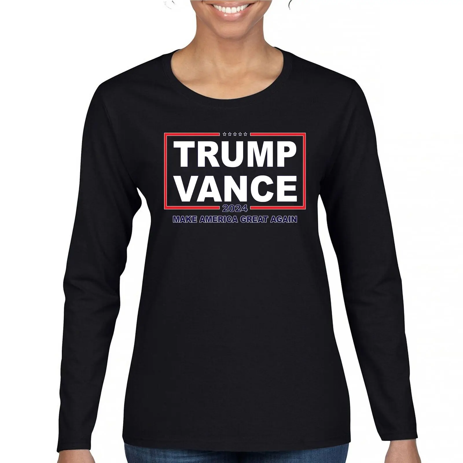 Trump Vance 2024 Women's Long Sleeve T-shirt JD Vance VP Election Vote Red 47